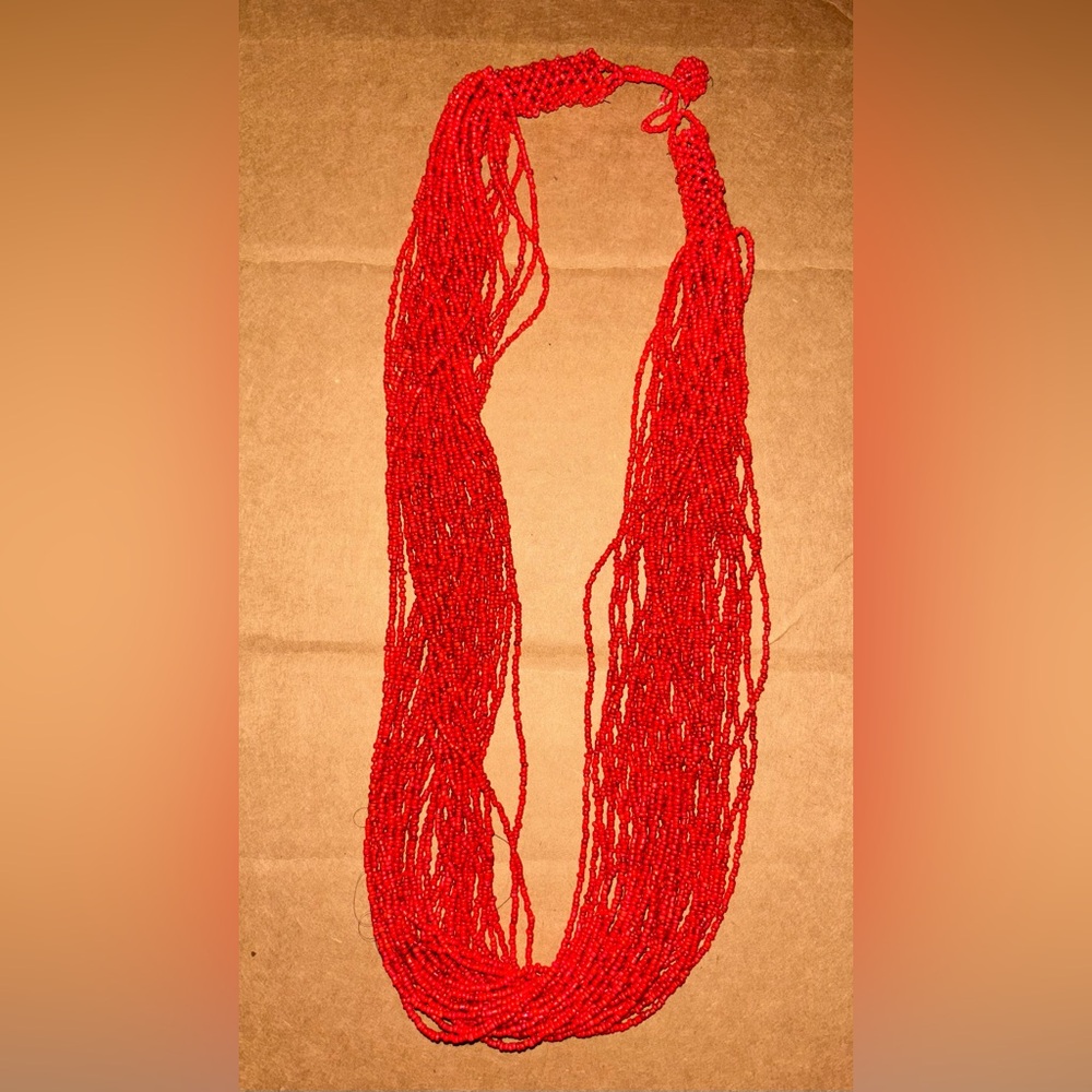 Vibrant Red Beaded Necklace